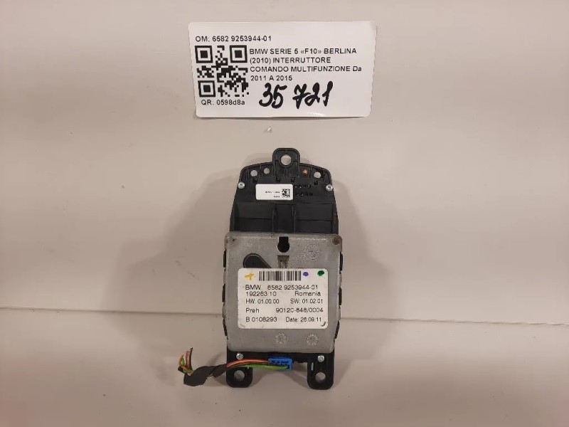 Interruttore Comando Multifunzione 6582 9253944-01 Bmw Serie 5 F10 Berlina 2010