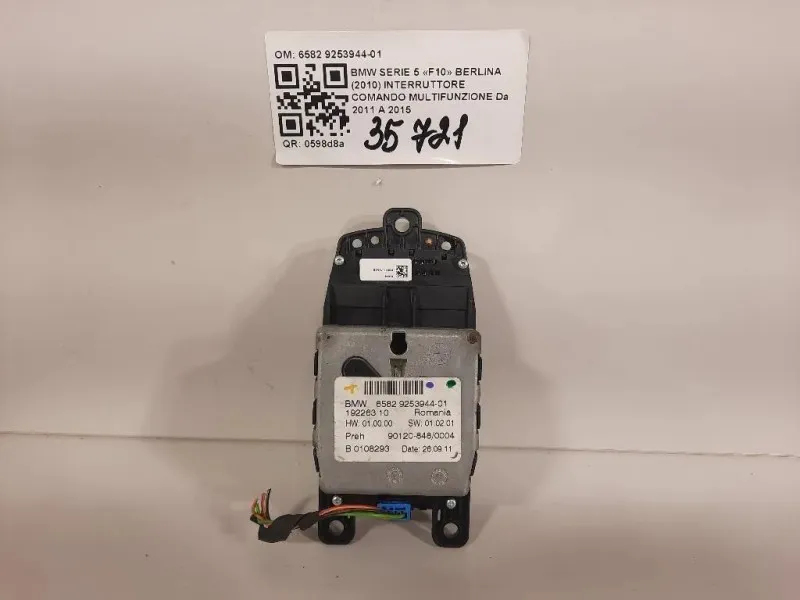 Interruttore Comando Multifunzione 6582 9253944-01 Bmw Serie 5 F10 Berlina 2010
