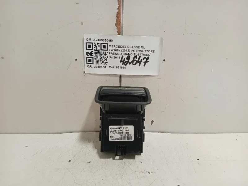 Interruttore Freno A MANO Elettrico A2469050451 Mercedes Classe ML W166 2012