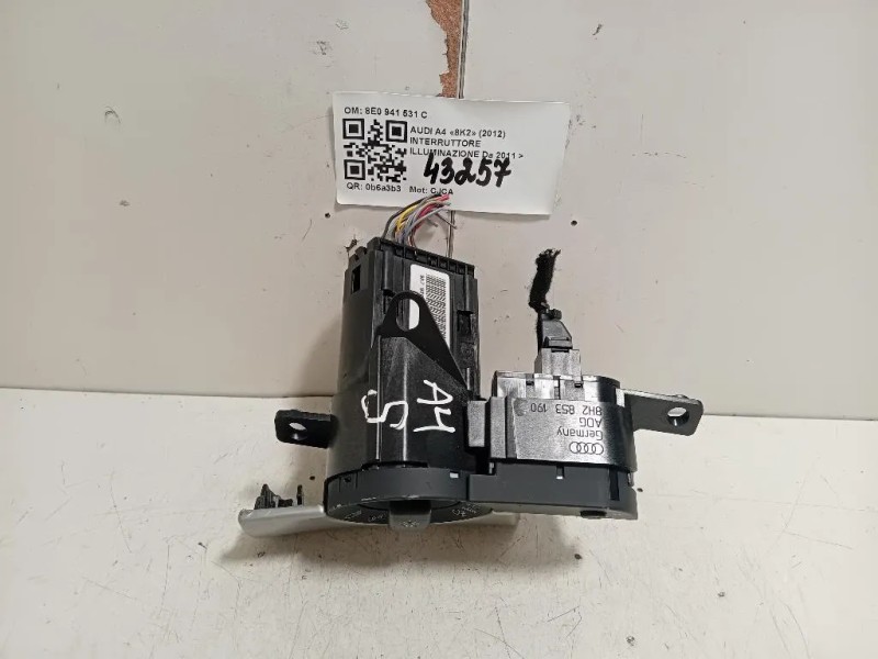 Interruttore Illuminazione 8E0 941 531 C Audi A4 8K2 2012