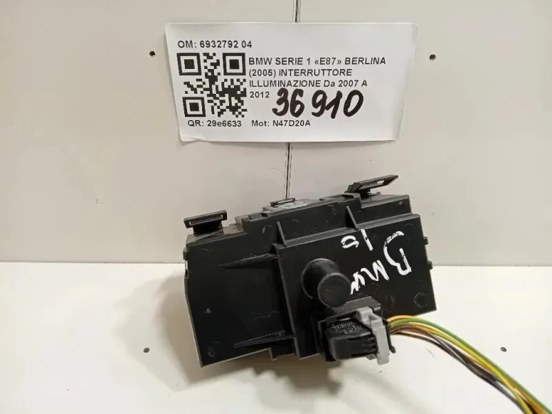 Interruttore Illuminazione 6932792 04 Bmw Serie 1 E87 Berlina 2005