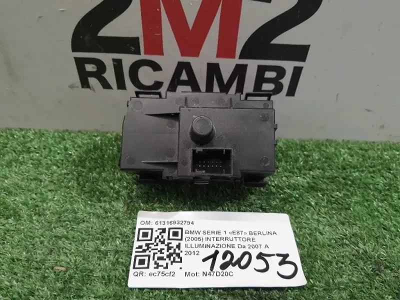 Interruttore Illuminazione 61316932794 Bmw Serie 1 E87 Berlina 2005