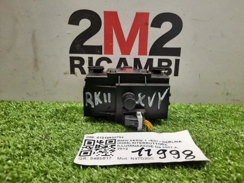 Interruttore Illuminazione 61316932794 Bmw Serie 1 E87 Berlina 2005