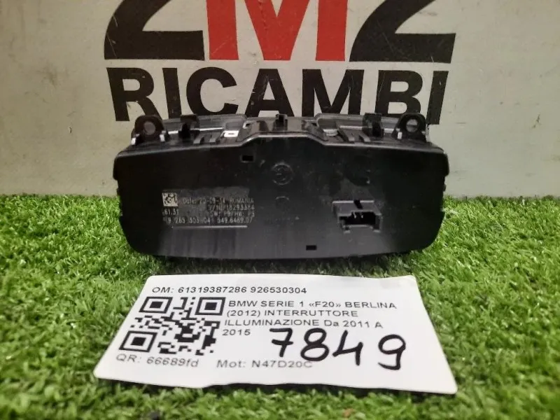 Interruttore Illuminazione 61319387286 926530304 Bmw Serie 1 F20 Berlina 2012