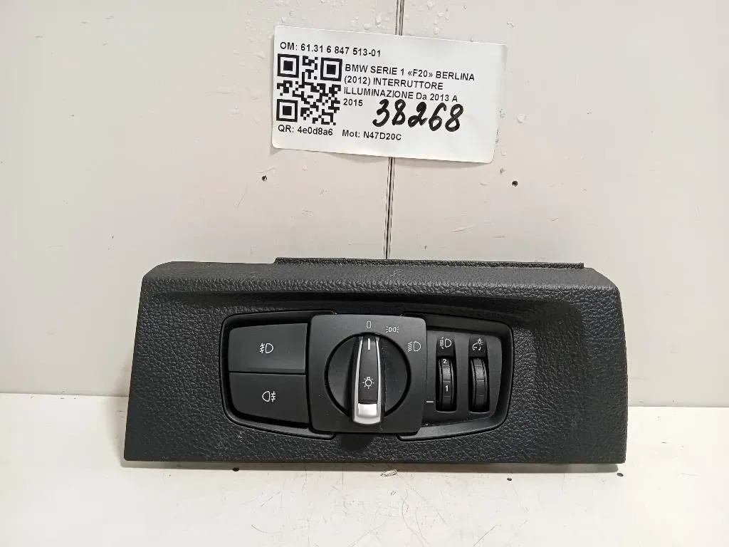 Interruttore Illuminazione 6131 6 847 513-01 Bmw Serie 1 F20 Berlina 2012