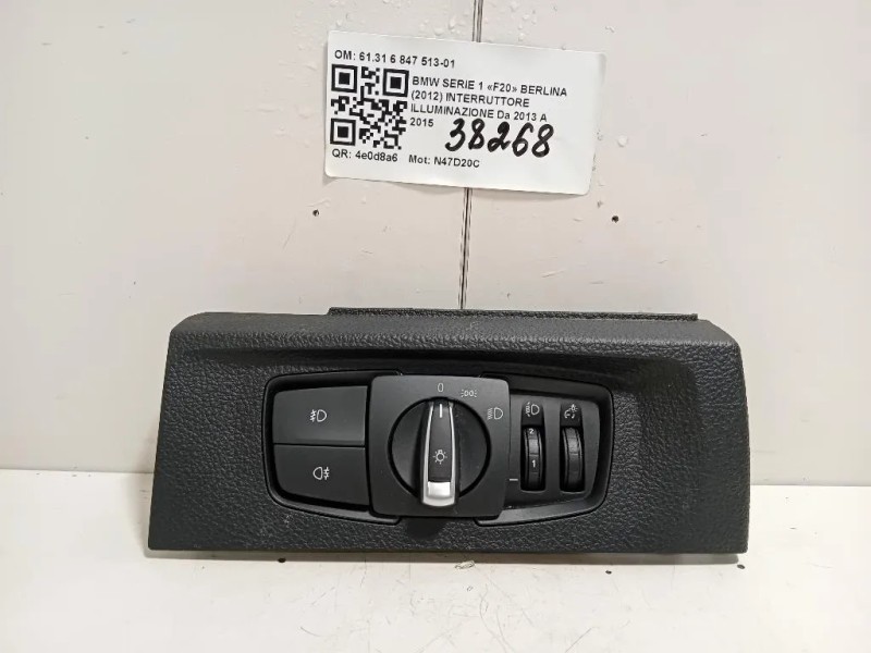 Interruttore Illuminazione 6131 6 847 513-01 Bmw Serie 1 F20 Berlina 2012