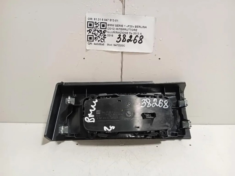 Interruttore Illuminazione 6131 6 847 513-01 Bmw Serie 1 F20 Berlina 2012
