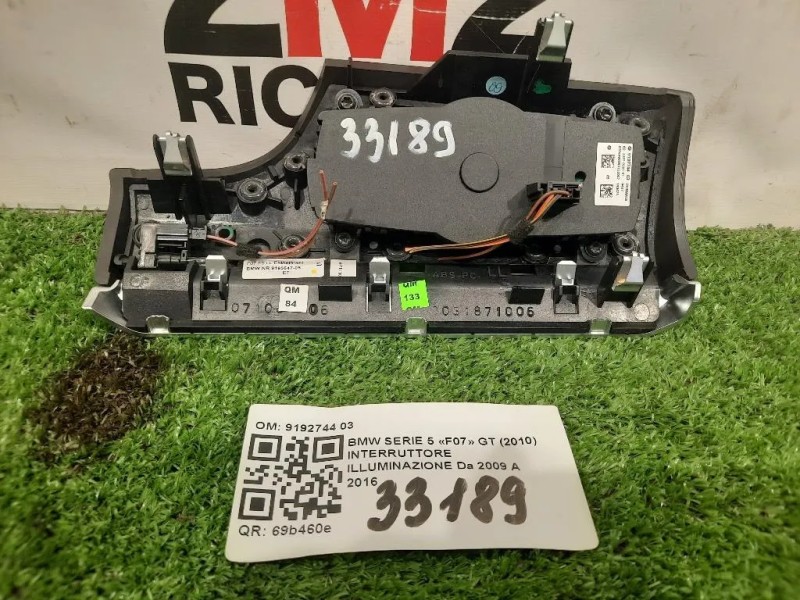 Interruttore Illuminazione 9192744 03 Bmw Serie 5 F07 GT 2010
