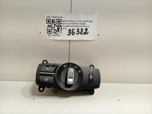 Interruttore Illuminazione 9192744 06 Bmw Serie 5 F10 Berlina 2010