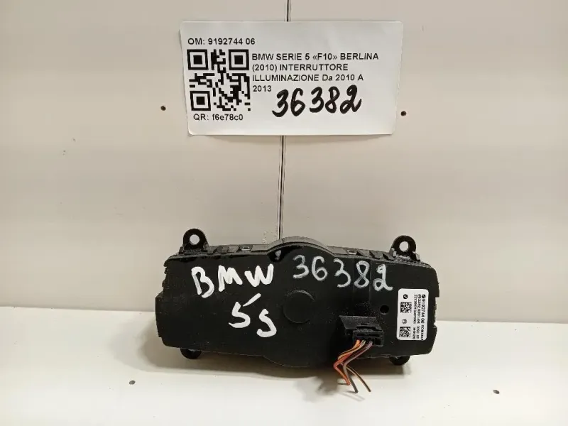 Interruttore Illuminazione 9192744 06 Bmw Serie 5 F10 Berlina 2010