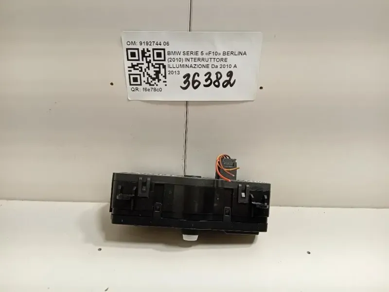 Interruttore Illuminazione 9192744 06 Bmw Serie 5 F10 Berlina 2010