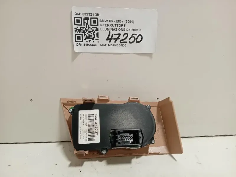 Interruttore Illuminazione 532321 351 Bmw X3 E83 2004
