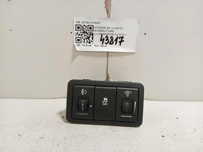 Interruttore Illuminazione 93700-1J750RY Hyundai I20 I 2012