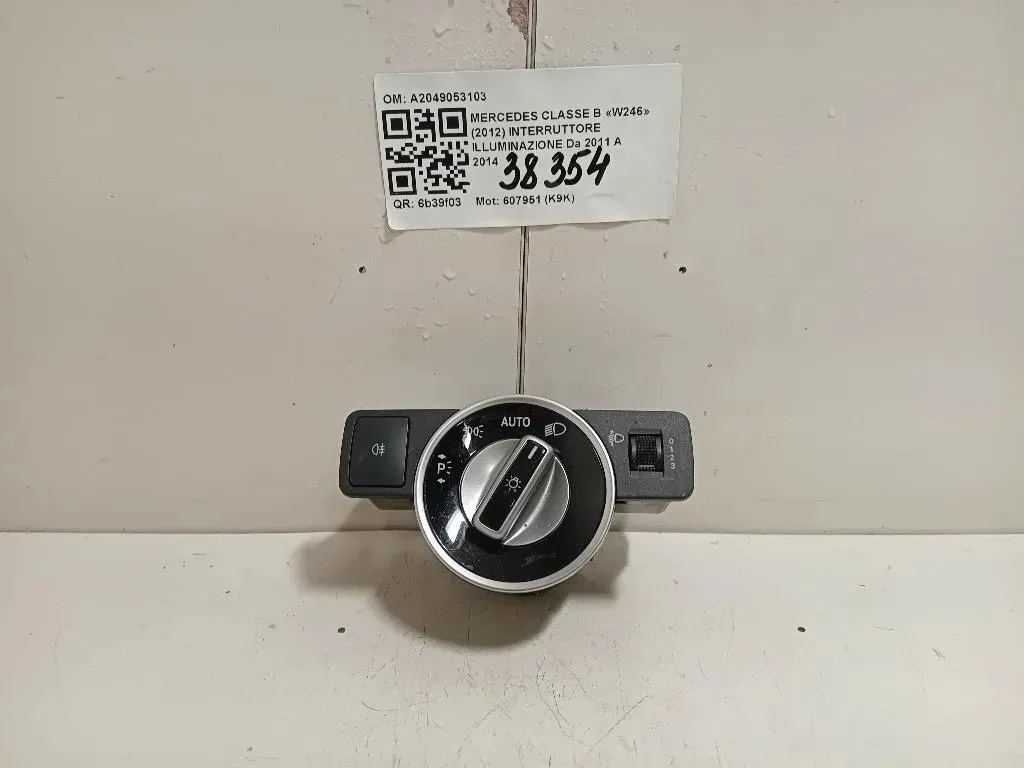 Interruttore Illuminazione A2049053103 Mercedes Classe B W246 2012