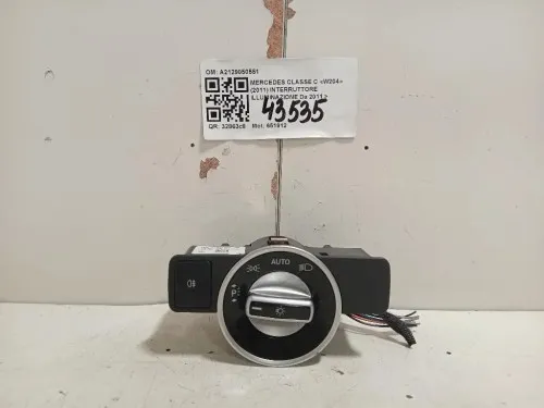 Interruttore Illuminazione A2129050551 Mercedes Classe C W204 2011