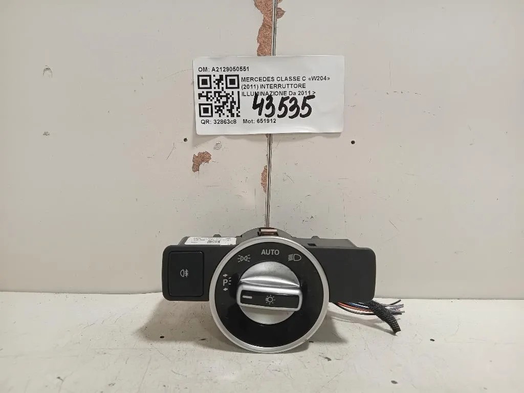Interruttore Illuminazione A2129050551 Mercedes Classe C W204 2011