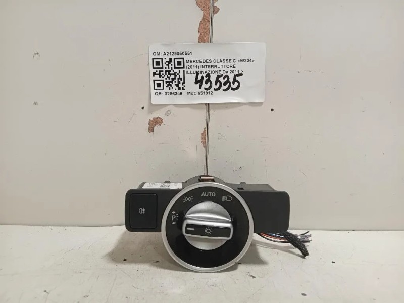 Interruttore Illuminazione A2129050551 Mercedes Classe C W204 2011