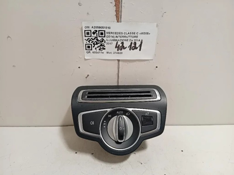Interruttore Illuminazione A2059051810 Mercedes Classe GLC X253 2016