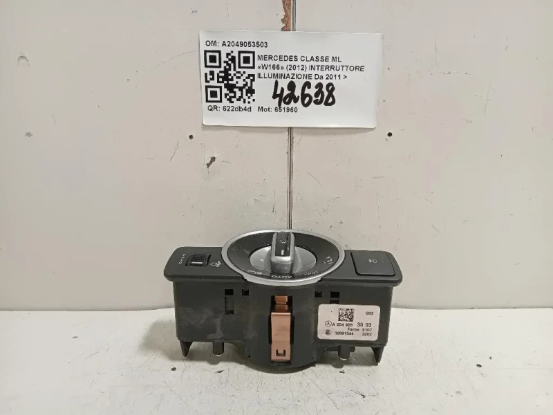 Interruttore Illuminazione A2049053503 Mercedes Classe ML W166 2012