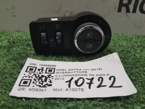 Interruttore Illuminazione 13268695 Opel Astra J 2010