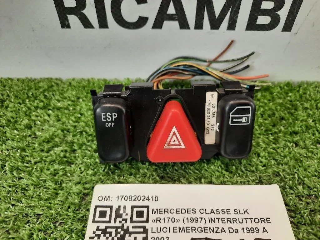 Interruttore LUCI Emergenza 1708202410 Mercedes Classe SLK R170 1997