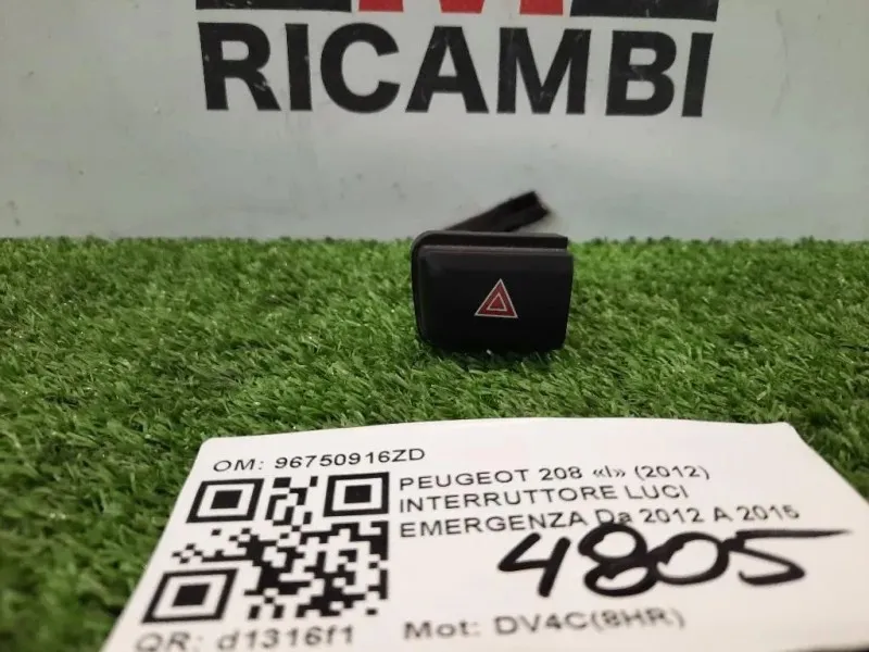Interruttore LUCI Emergenza 96750916ZD Peugeot 208 I 2012