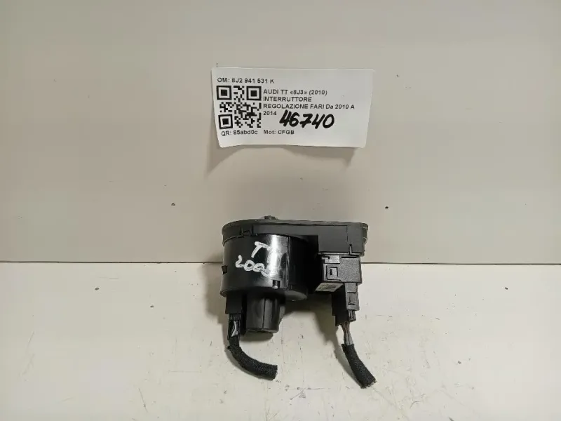 Interruttore Regolazione FARI 8J2 941 531 K Audi TT 8J3 2010