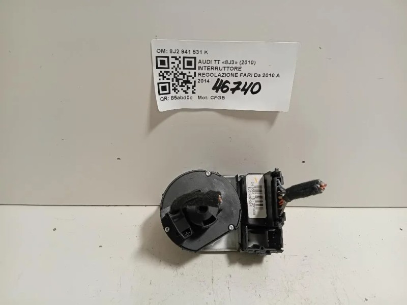 Interruttore Regolazione FARI 8J2 941 531 K Audi TT 8J3 2010
