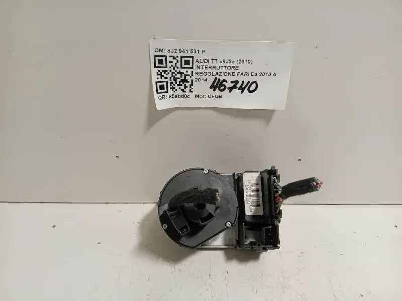 Interruttore Regolazione FARI 8J2 941 531 K Audi TT 8J3 2010