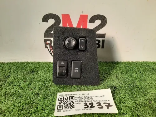 Interruttore Regolazione FARI 25190JD00C Nissan Qashqai I 2007