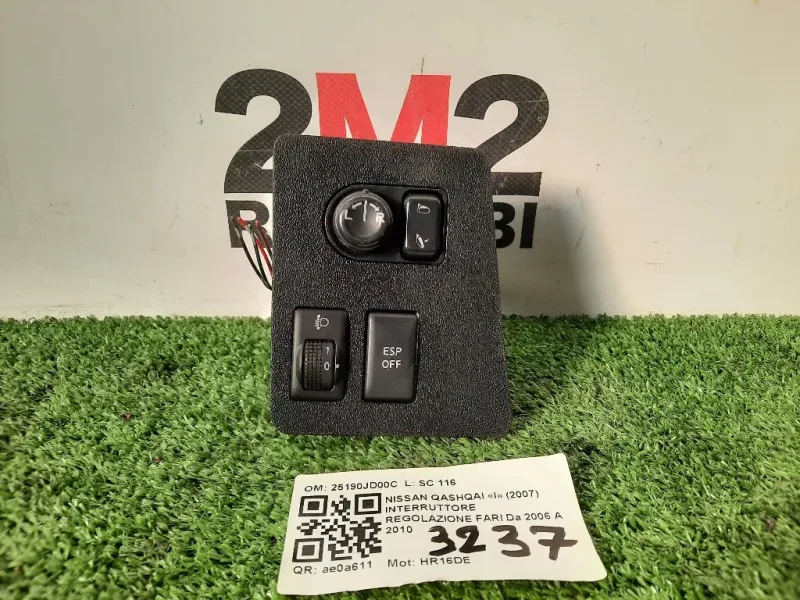 Interruttore Regolazione FARI 25190JD00C Nissan Qashqai I 2007