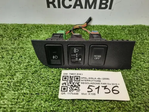 Interruttore Regolazione FARI 73831-51K1 Opel Agila B 2008