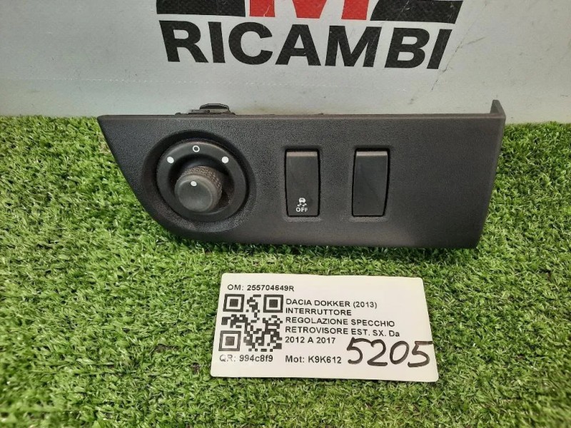 Interruttore Regolazione Specchio Retrovisore EST SX 255704649R Dacia Dokker 2013