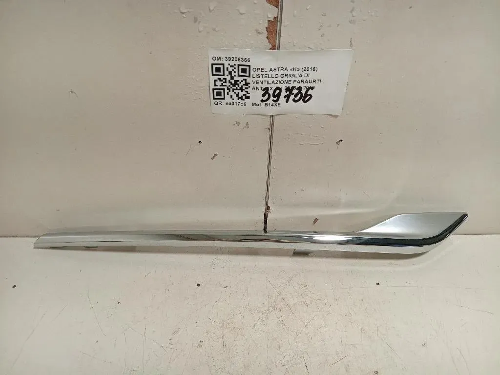 Listello Griglia DI Ventilazione Paraurti ANT SX 39206366 Opel Astra K 2016