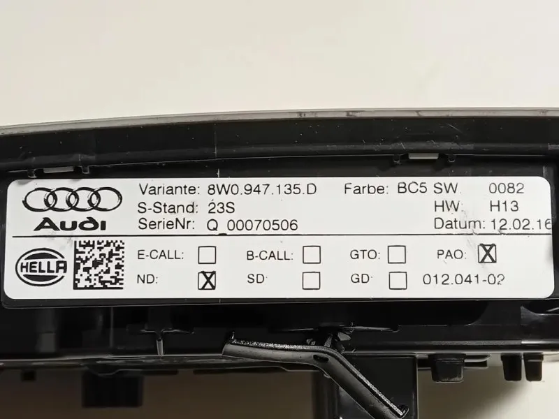 LUCE DI Cortesia Abitacolo 8W0947135D Audi A4 8W5 Avant 2015