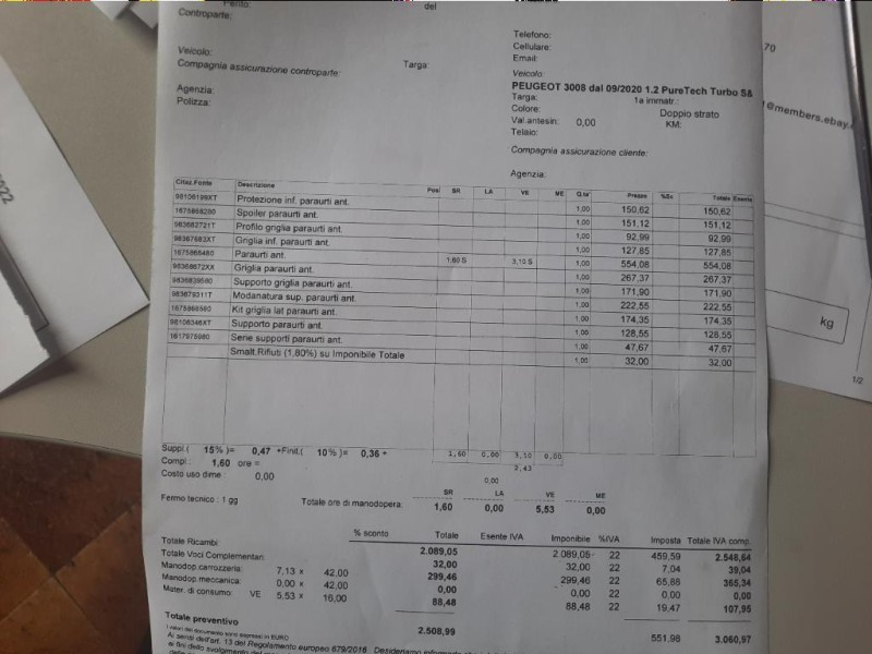 Paraurti ANT 9836768577 Peugeot 3008 II 2020