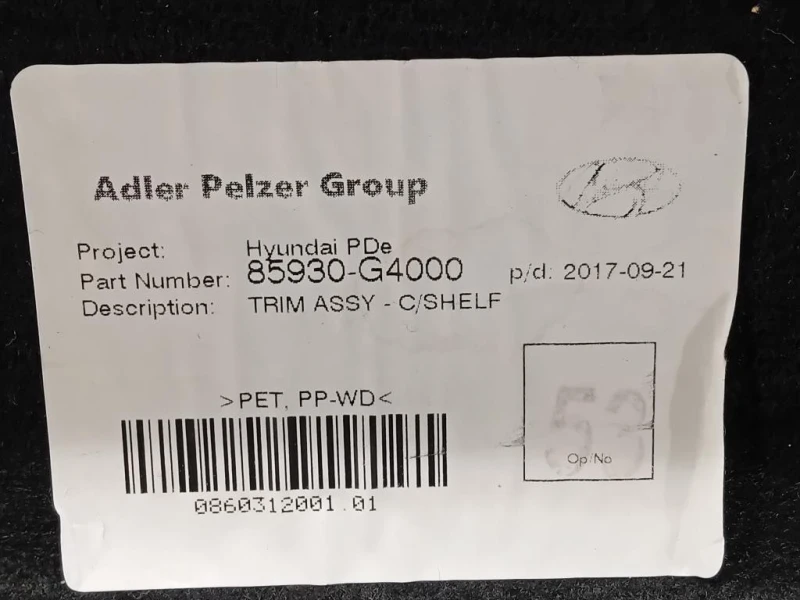 Ripiano Copertura VANO Bagagli 85930-G4000 Hyundai I30 III 2017