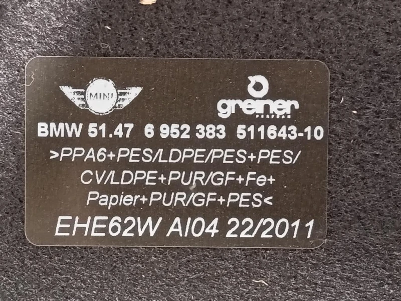 Ripiano Copertura VANO Bagagli 51476952383 Mini MINI Clubman R55 2011