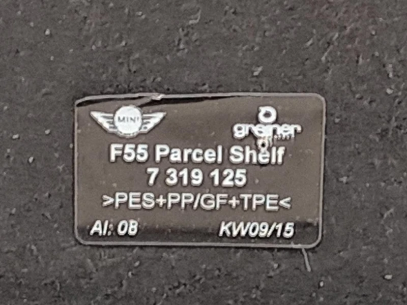 Ripiano Copertura VANO Bagagli 7319125 Mini MINI Cooper F55 2014