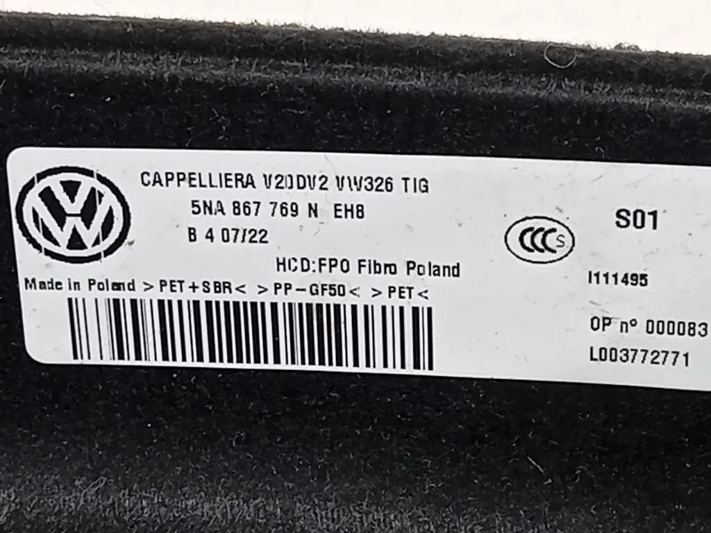 Ripiano Copertura VANO Bagagli 5NA867769 Volkswagen Tiguan II 2020