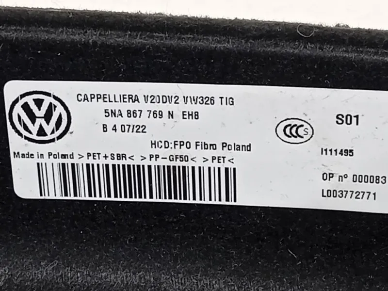 Ripiano Copertura VANO Bagagli 5NA867769 Volkswagen Tiguan II 2020