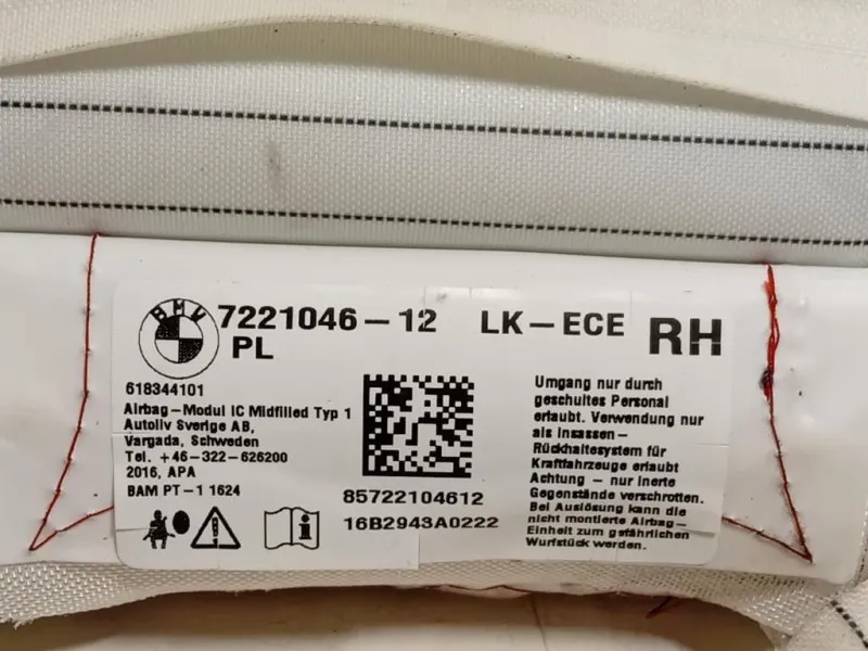 Air-bag A Tendina DX 7221046-12 Bmw Serie 1 F20 Berlina 2015