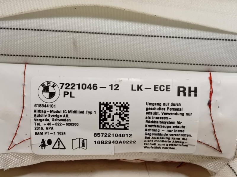 Air-bag A Tendina DX 7221046-12 Bmw Serie 1 F20 Berlina 2015