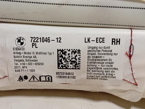 Air-bag A Tendina DX 7221046-12 Bmw Serie 1 F20 Berlina 2015