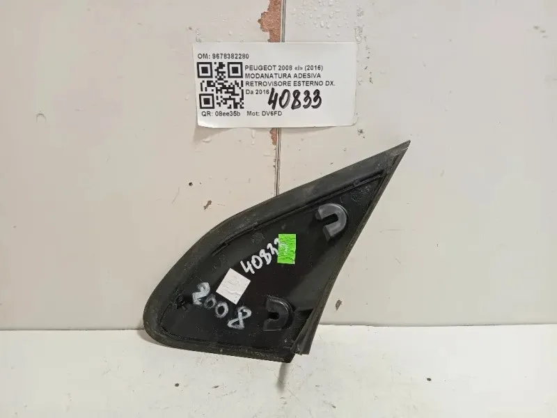 Modanatura Adesiva Retrovisore Esterno DX 9678382280 Peugeot 2008 I 2016