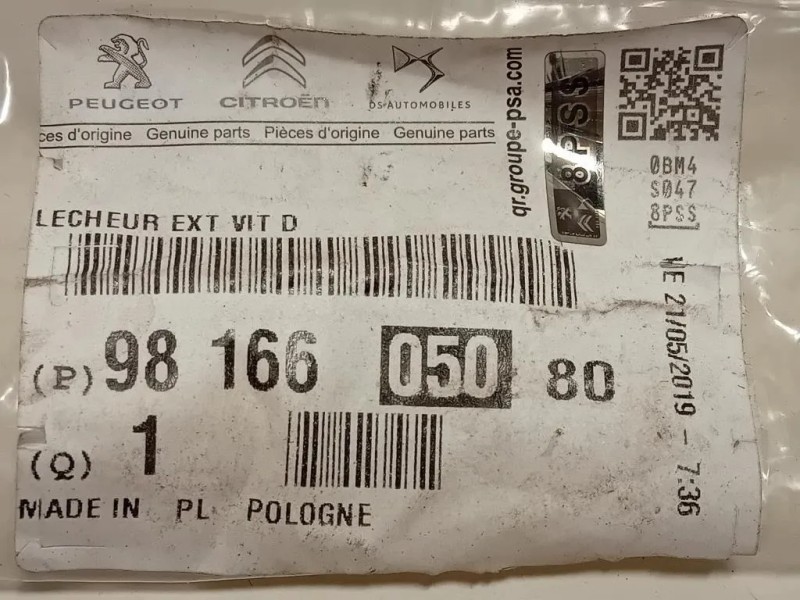 Modanatura Estraschiavetro Porta ANT SX 9816605080 Citroen DS7 Crossback 2017