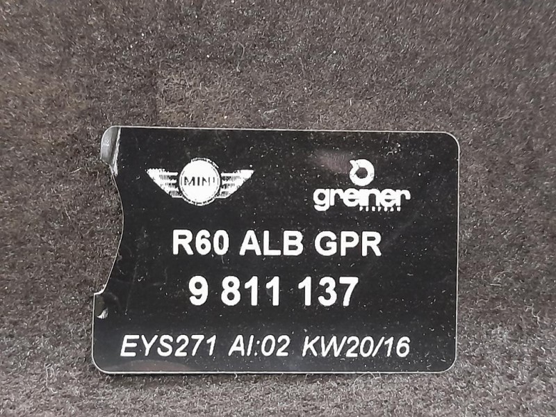 Rivestimento VANO Bagagliaio POST 9811137 Mini Countryman ONE R60 2010