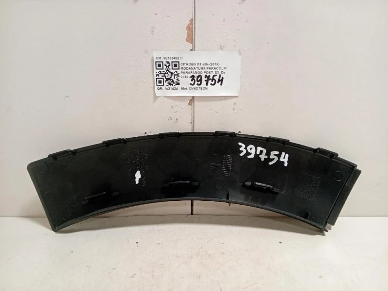 Modanatura Paracolpi Parafango POST SX 9813346877 Citroen C3 III 2016