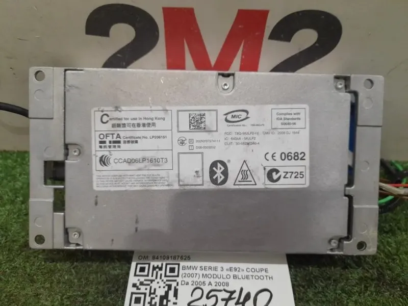 Modulo Bluetooth 84109187625 Bmw Serie 3 E92 Coupe 2007