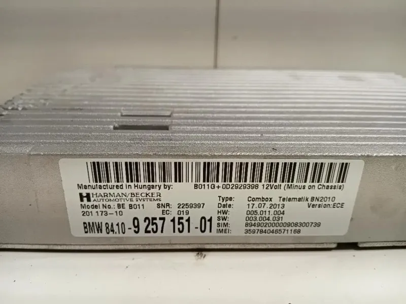 Modulo Bluetooth 9 257 151-01 Bmw Serie 5 F10 Berlina 2010